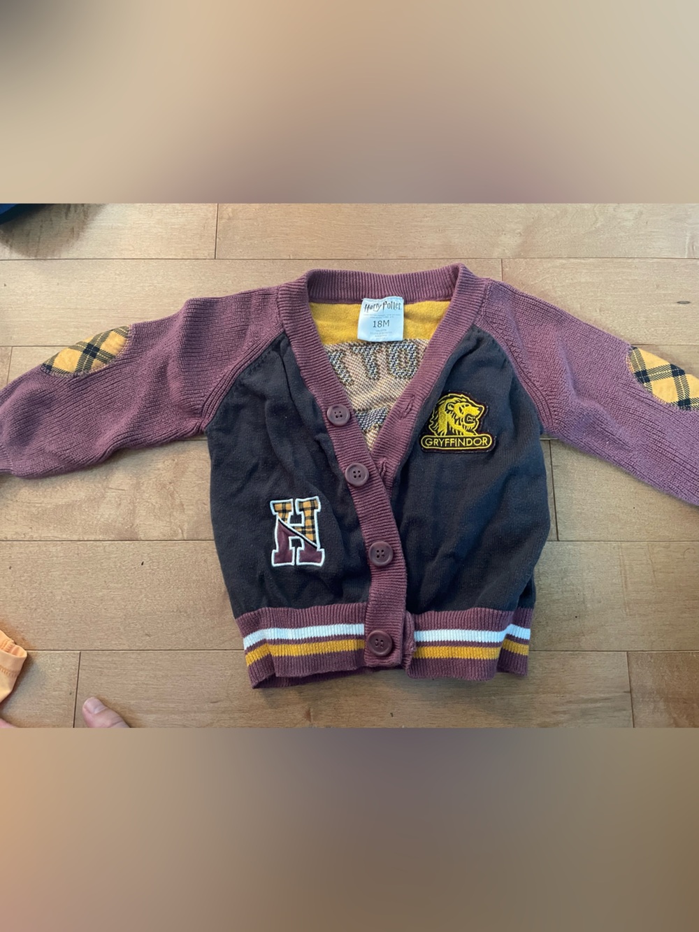 Kids Gryffindor-Style Burgundy and Black Cardigan Sweater